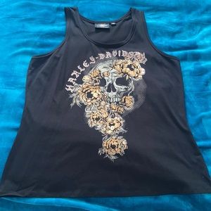 Harley-Davidson Women’s Skull & Roses Tank Top Black Part Number: 96322-20VW